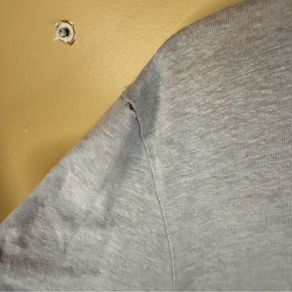 Sandro Paris Mens Linen Baby Blue Size Large Polo Small Flaw Preppy Grunge‎ Boho - Picture 3 of 7